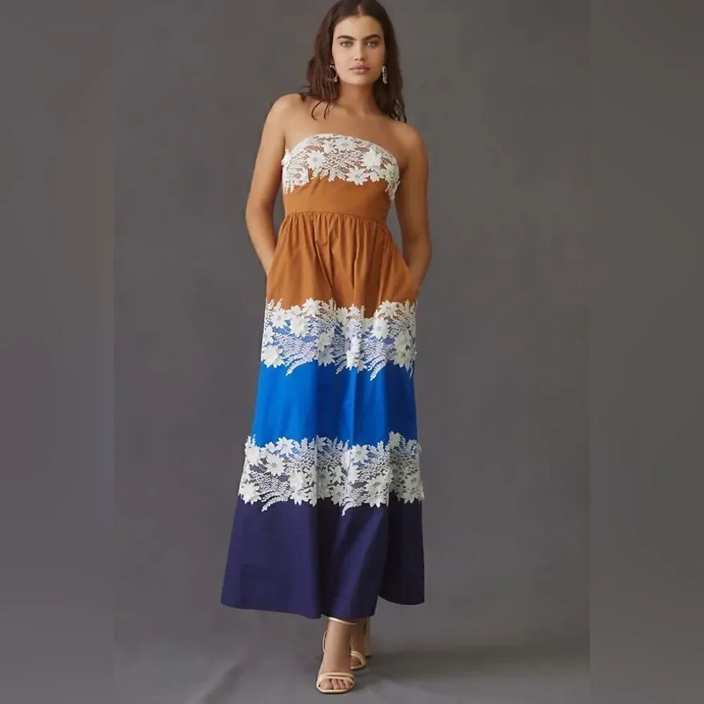 Anthropologie Vineet Bahl Colorblock Maxi Dress